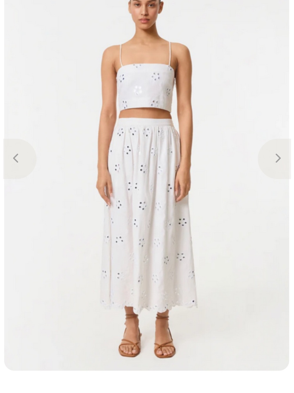 Rhode White Eyelet Midi Skirt